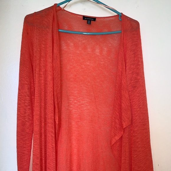 Le Chateau Red-Orange Long Cardigan - Picture 2 of 3